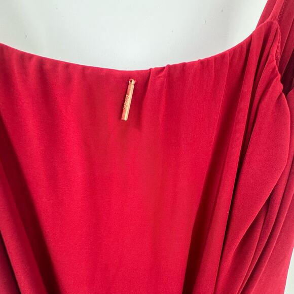 Misa Los Angeles Domino Front Twist Draped Maxi Dress V Neck Red Size Small NWT - Picture 9 of 13